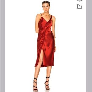 Alexander Wang Red Satin Midi Dress Size 8